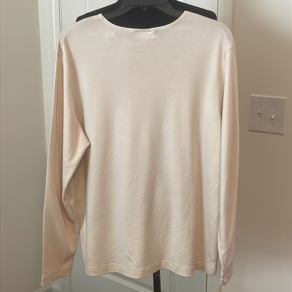 NWT Talbots Cream Crew Neck Long Sleeve Tee Size XL NWT - Picture 2 of 5